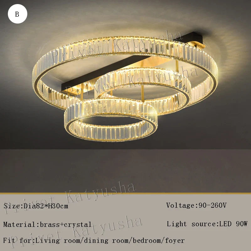 Plafonnier de Luxe en Cuivre et Cristal - Lampara de Techo 2024