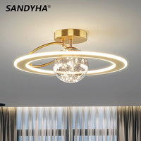 Plafonnier Doré de Luxe à LED Moderne Boule de Verre