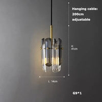 Lustre LED en Cuir et Verre
