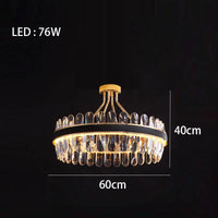 Lustre en cuir LED Cristal Luxueux Rond Suspendu Moderne - Élégance Brillante