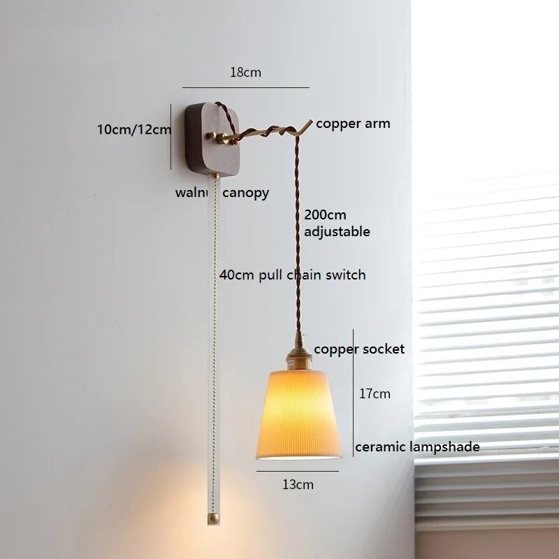 Applique Murale LED Noyer Cuivre - Élégance Moderne