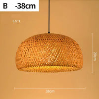 Suspension LED en rotin artisanale ronde, chapeau de paille en bambou style vintage pastoral