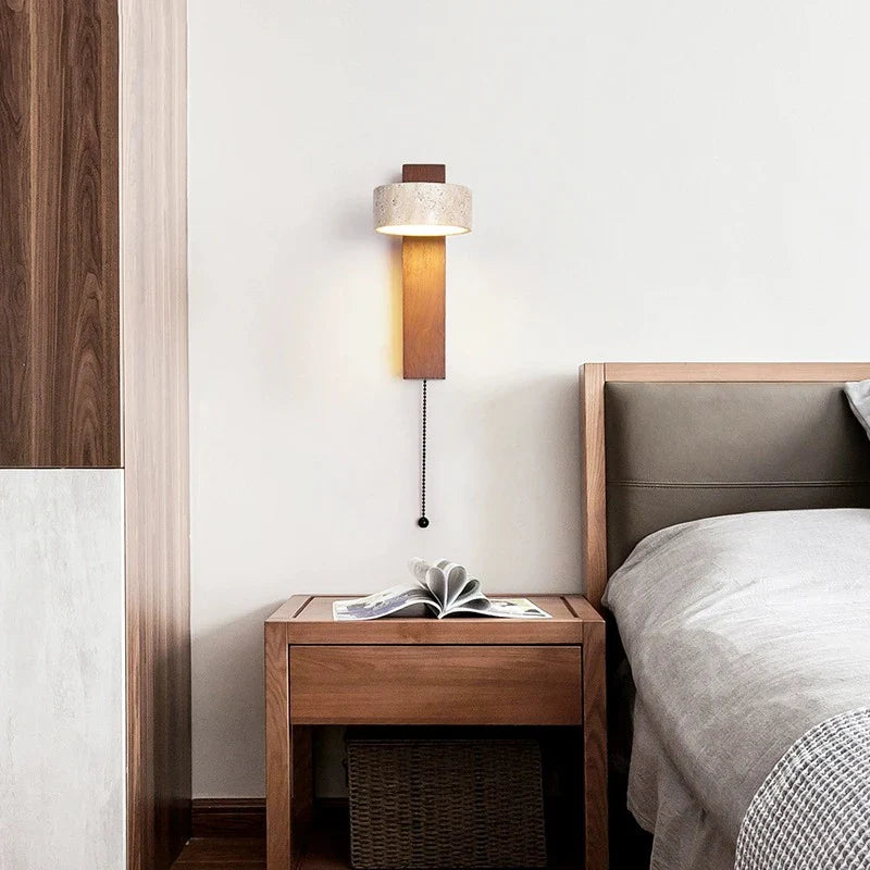 Applique murale Bois Noyer LED with Rotating Switch
