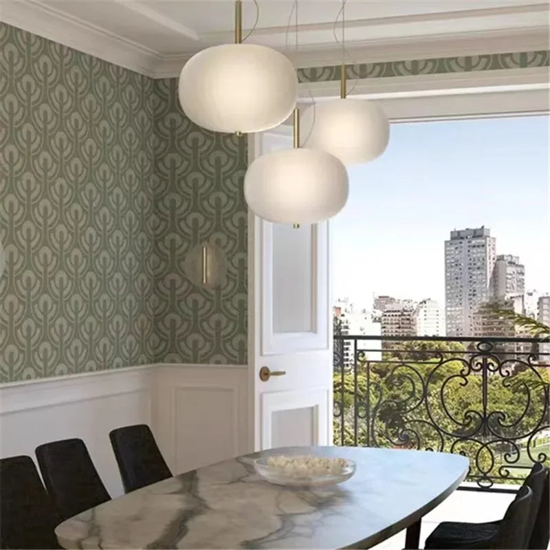 Lustre Nordique en Verre avec Suspension LED - Idéal pour une Décoration Tendance