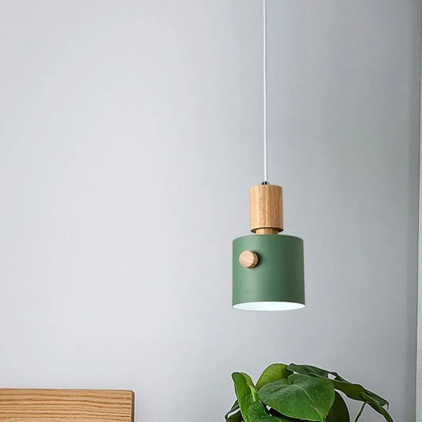 Suspension LED Nordique en Bois pour Intérieur - Lampe Décorative Macaron Luminaire Unique pour Salon, Salle à Manger et Chambre
