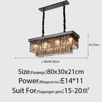 Lustre en Cristal LED Moderne Américain pour Salon Salle à Manger Villa