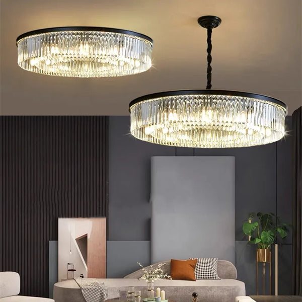 Lustre en Cristal LED Moderne Américain pour Salon Salle à Manger Villa