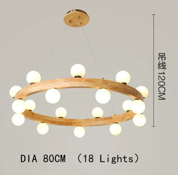 Lustre Nordique en Bois Rond pour un Éclairage Créatif Japonais dans la Salle à Manger