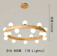 Lustre Nordique en Bois Rond pour un Éclairage Créatif Japonais dans la Salle à Manger