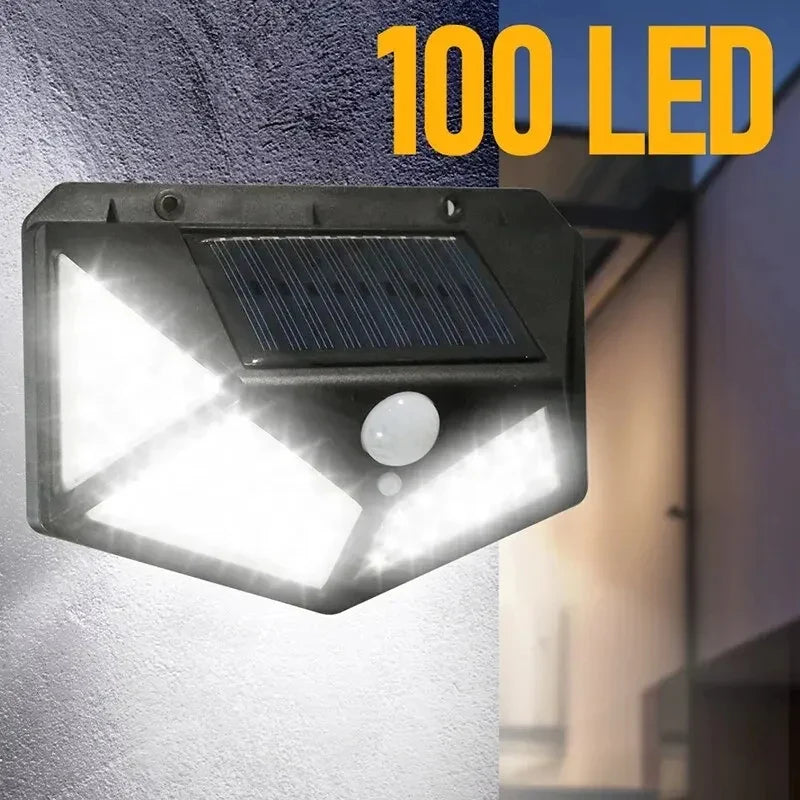 Applique solaire extérieure étanche avec capteur de mouvement et 100 LED.