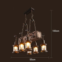 Lustre LED rétro industriel antique LOFT Bar Vintage Art bois E27