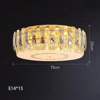 Lustre LED dimmable en verre cristal rond argent - Collection moderne