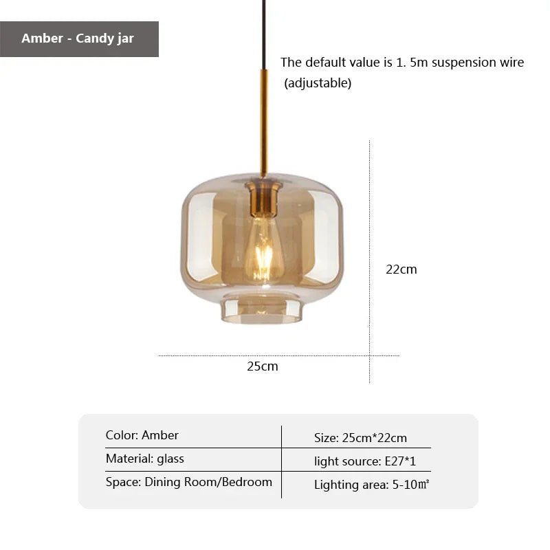 Suspension Design Nordique en Verre LED - Luminaire Décoratif d'Intérieur