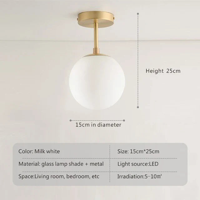 Plafonnier en verre rond nordique minimaliste moderne