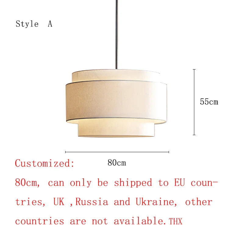 Lustre japonais en tissu LED modernes.