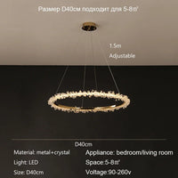 Lustre de Luxe Moderne en Cristal avec Éclairage LED Annulaire Variable