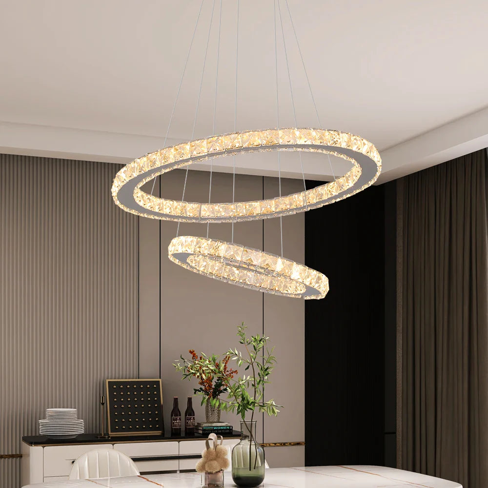 Lustre Moderne en Cristal Luxueux - Luminaires Décoratifs Haute Gamme