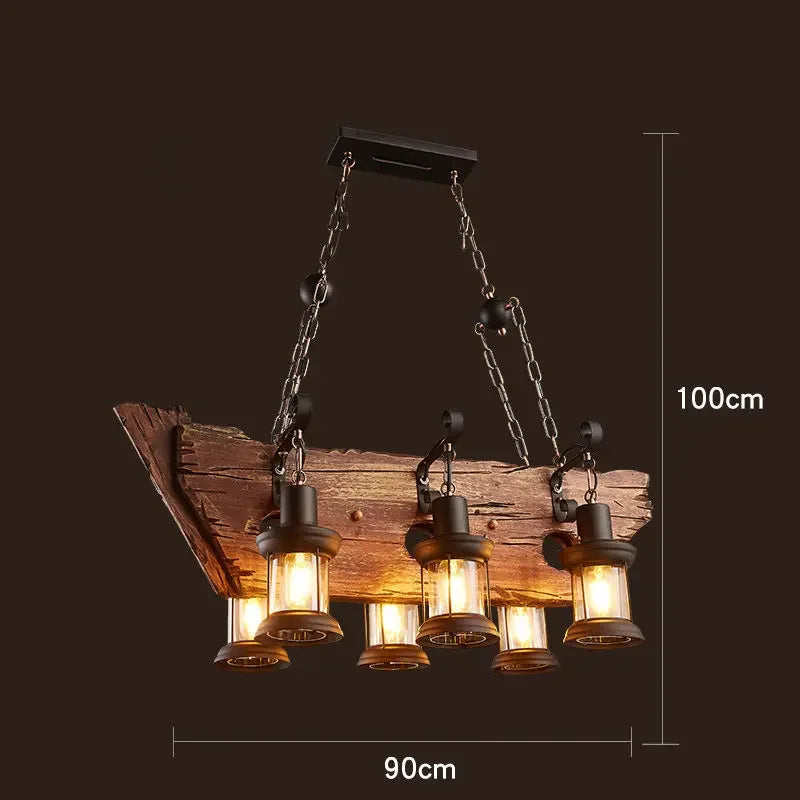 Lustre LED rétro industriel antique LOFT Bar Vintage Art bois E27