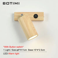 Botimi - Lampe de Table Nordique en Bois avec Poussoir
