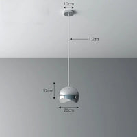 Plafonnier nordique argenté Globe boule miroir, lampe suspendue en fer