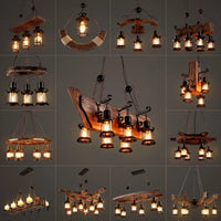 Lustre LED rétro industriel antique LOFT Bar Vintage Art bois E27