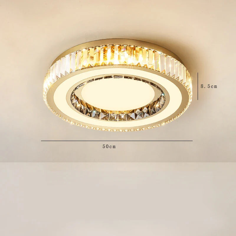 Lustre de Luxe Moderne en Verre de Cristal LED Rond - Collection Prestige