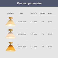 Plafonnier LED Bois et Tissu Plissé