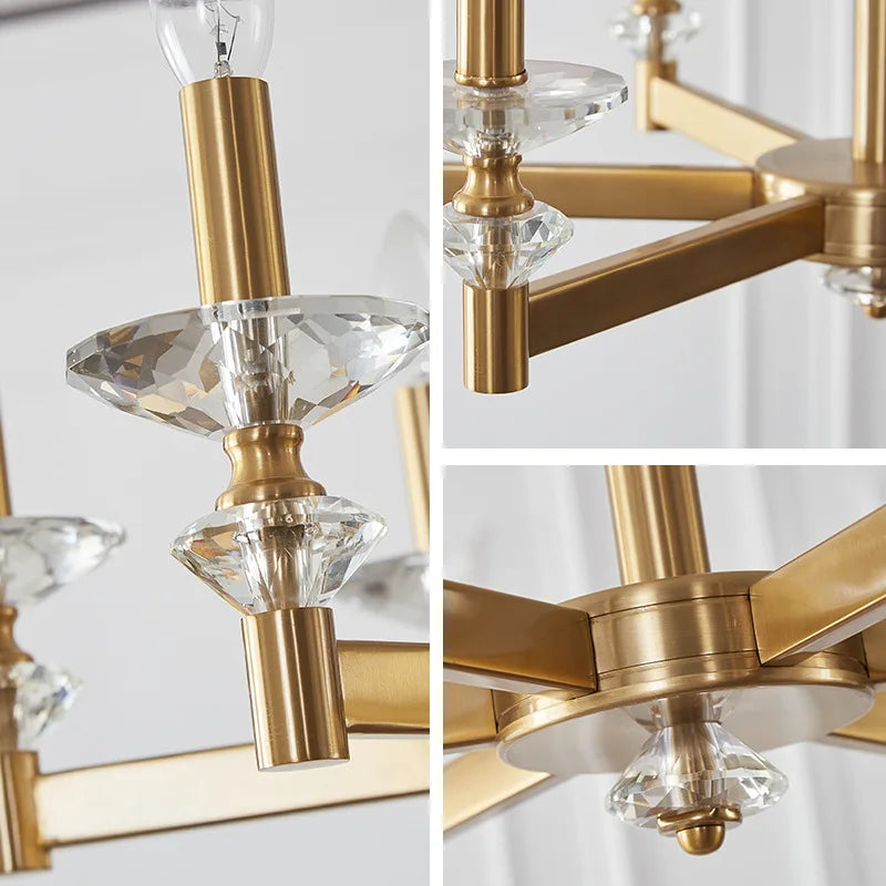 Lustre en cristal de style industriel européen rétro en fer