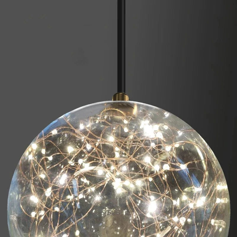 Lampe suspendue LED en verre transparent - Design moderne et réglable en hauteur