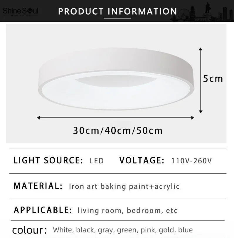 Plafonnier LED nordique contemporain circulaire Lumina