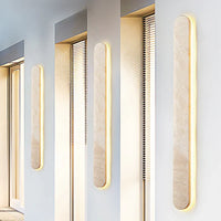 Applique Murale Scandinave pour Cour Extérieure - Pierre Naturelle Beige 40CM LED Étanche