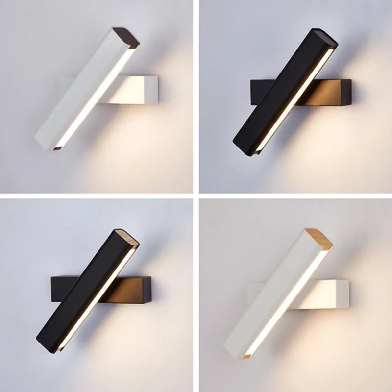 Applique murale rotative nordique en bois massif LED ajustable