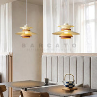 Lustre Design Danois LED Rétro en Noyer - Lampe Suspendue