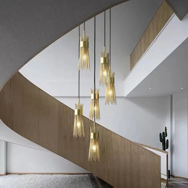 Lustre en Cuivre Lumineux LED pour une Décoration Maison Créative