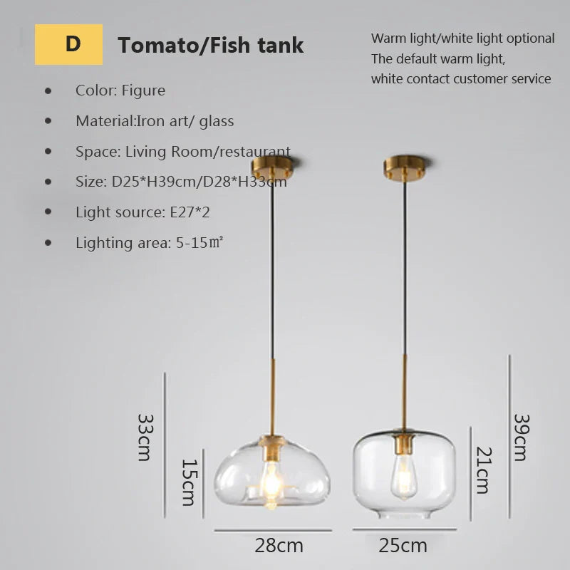 Lustre LED en verre industriel