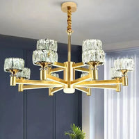 Lustre Nordique Luxe en Cristal Or et Noir