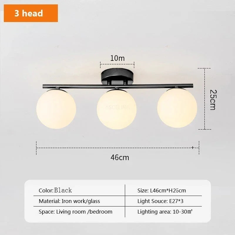Plafonnier LED Nordique en Verre Boule Créative Dorée - Collection Scandinave