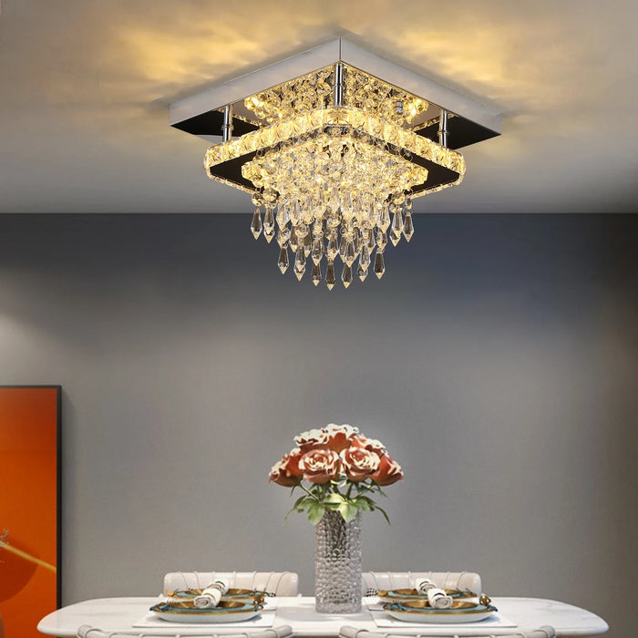 Plafonnier LED Luxe Cristal & Acier.