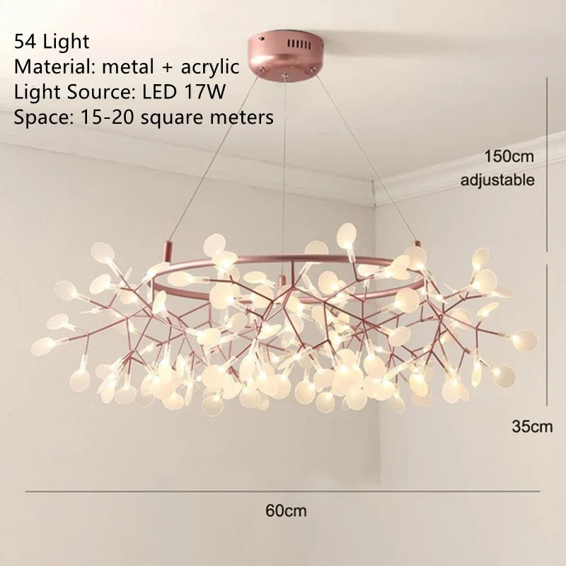 Lustre LED Modern Branché à Branches Rondes pour Suspension