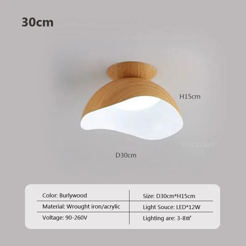 Lustre en fer grain bois nordique avec LED