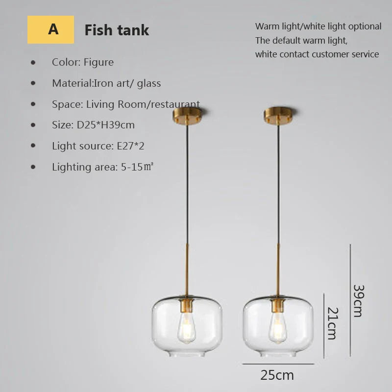 Lustre LED en verre industriel