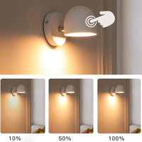 Applique murale LED Smart Touch, rotation à 350°, variateur et prise