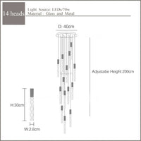 Lustre en Or Moderne LED pour Escalier en Cristal Spirale
