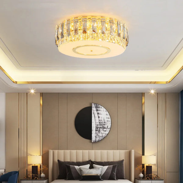 Plafonnier LED en verre de cristal - Intensité réglable - Décoration moderne