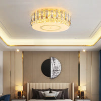 Lustre LED dimmable en verre cristal rond argent - Style moderne