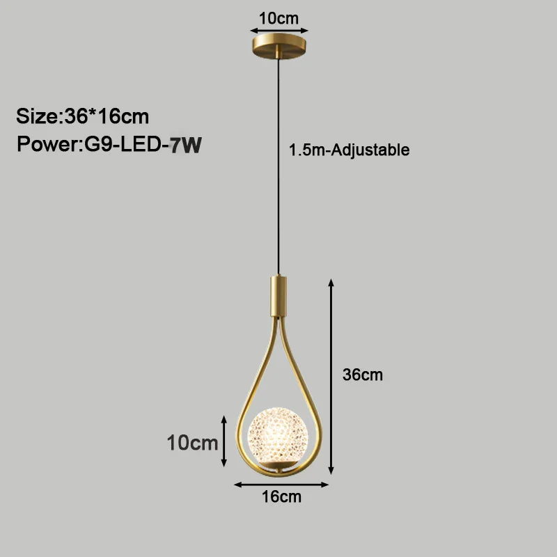 Suspension LED design pour intérieur avec cordon G9
