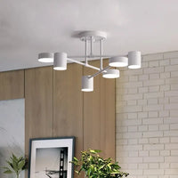 Lustre LED Moderne Chic en Noir, Blanc et Or
