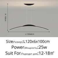 Lustre Long LED Minimaliste Éclat Moderne avec Hauteur Réglable