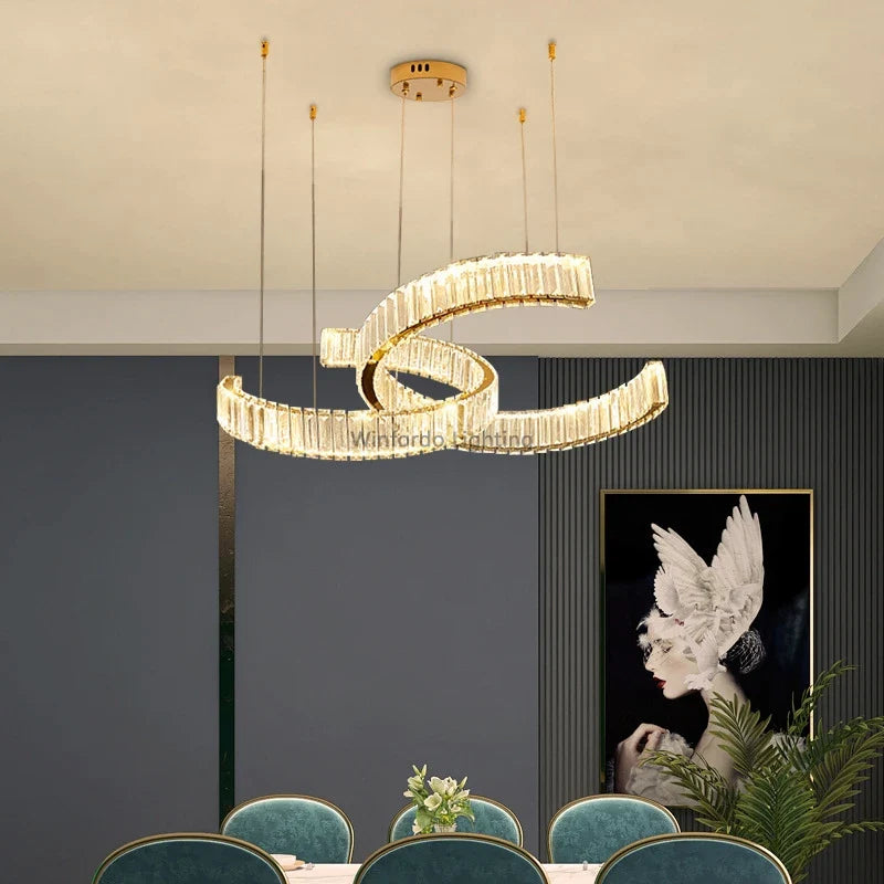 Lustre Cristal Postmoderne en Acier Inoxydable