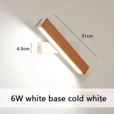 Applique murale rotative nordique en bois massif LED ajustable